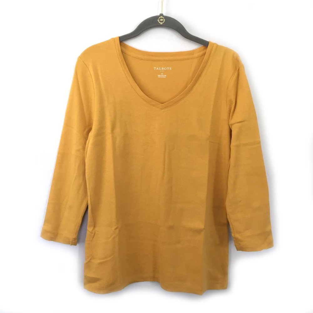 Talbots Mustard V neck Long Sleeve T shirt